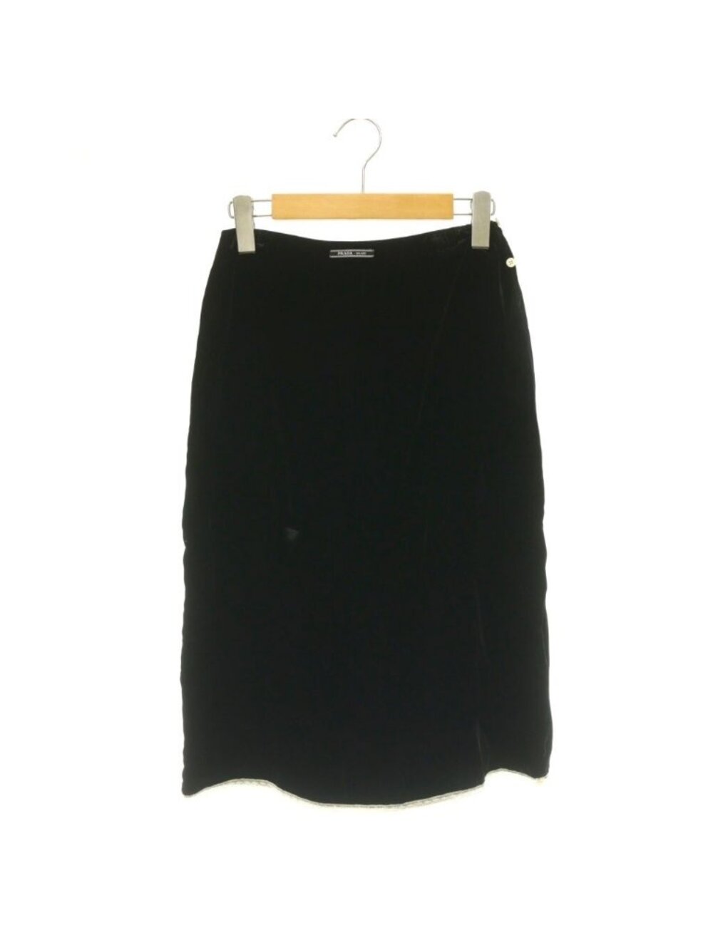Prada Velvet Underskirt Skirt Mimore Long Semi Flare 1 Black